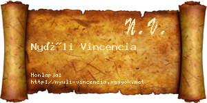 Nyúli Vincencia névjegykártya